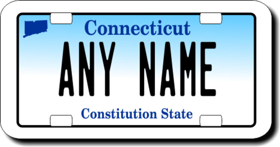 Personalized Connecticut License Plate for Bicycles, Kid's Bikes, Carts