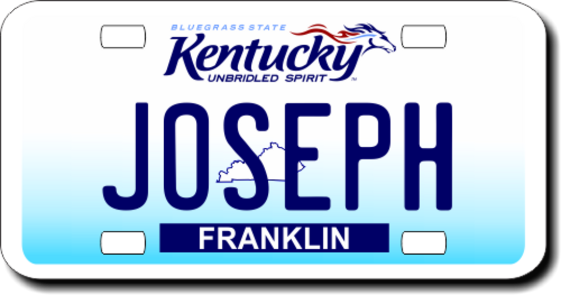 Personalized Kentucky License Plate for Bicycles, Kid's Bikes, Carts