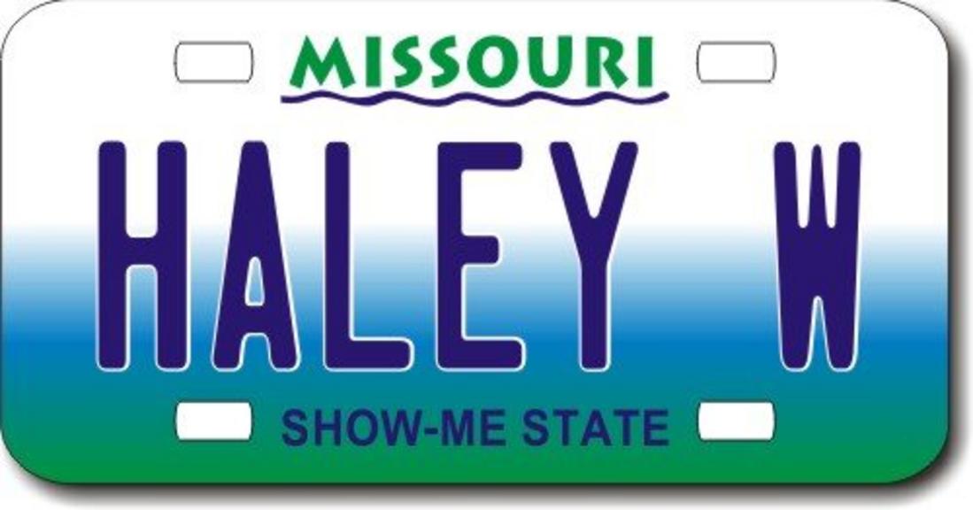 Personalized Missouri License Plate for Bicycles, Kid's Bikes, Carts