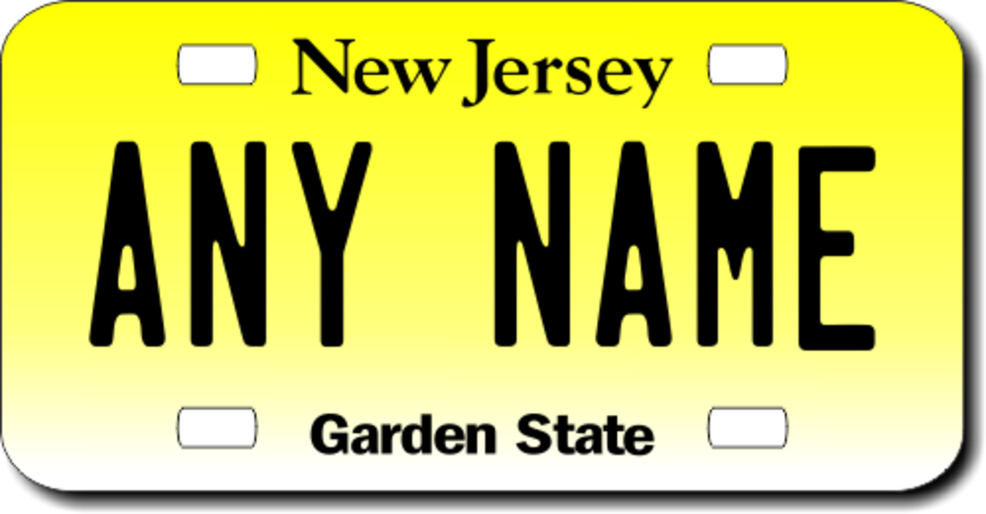 Personalized New Jersey License Plate for Bicycles, Kid's Bikes, Carts