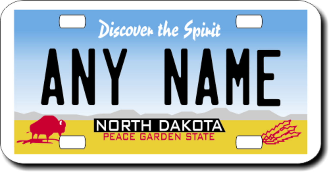 Personalized North Dakota License Plate for Bicycles, Kid's Bikes