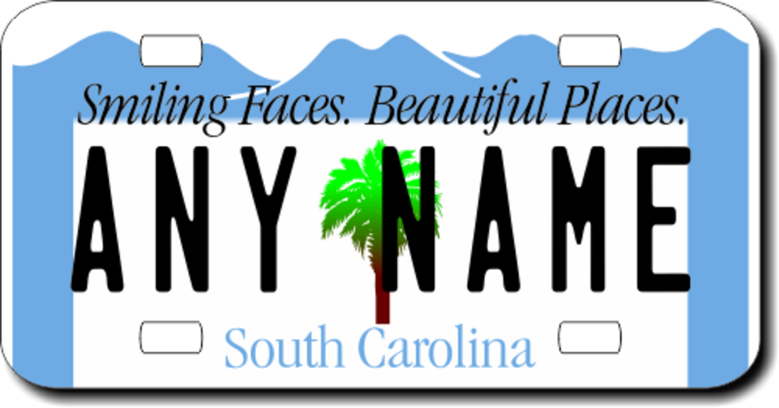 Personalized South Carolina License Plate for Bicycles, Kid's Bikes