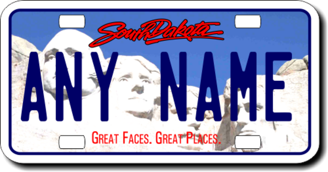 Personalized South Dakota License Plate for Bicycles, Kid's Bikes