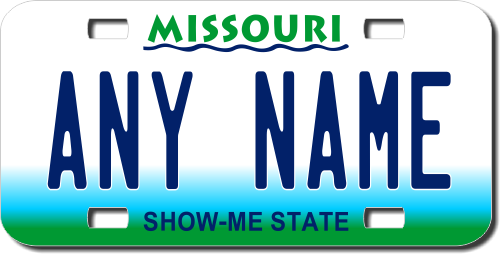 Personalized Missouri License Plate for Bicycles, Kid's Bikes, Carts, Cars or Trucks Teamlogo