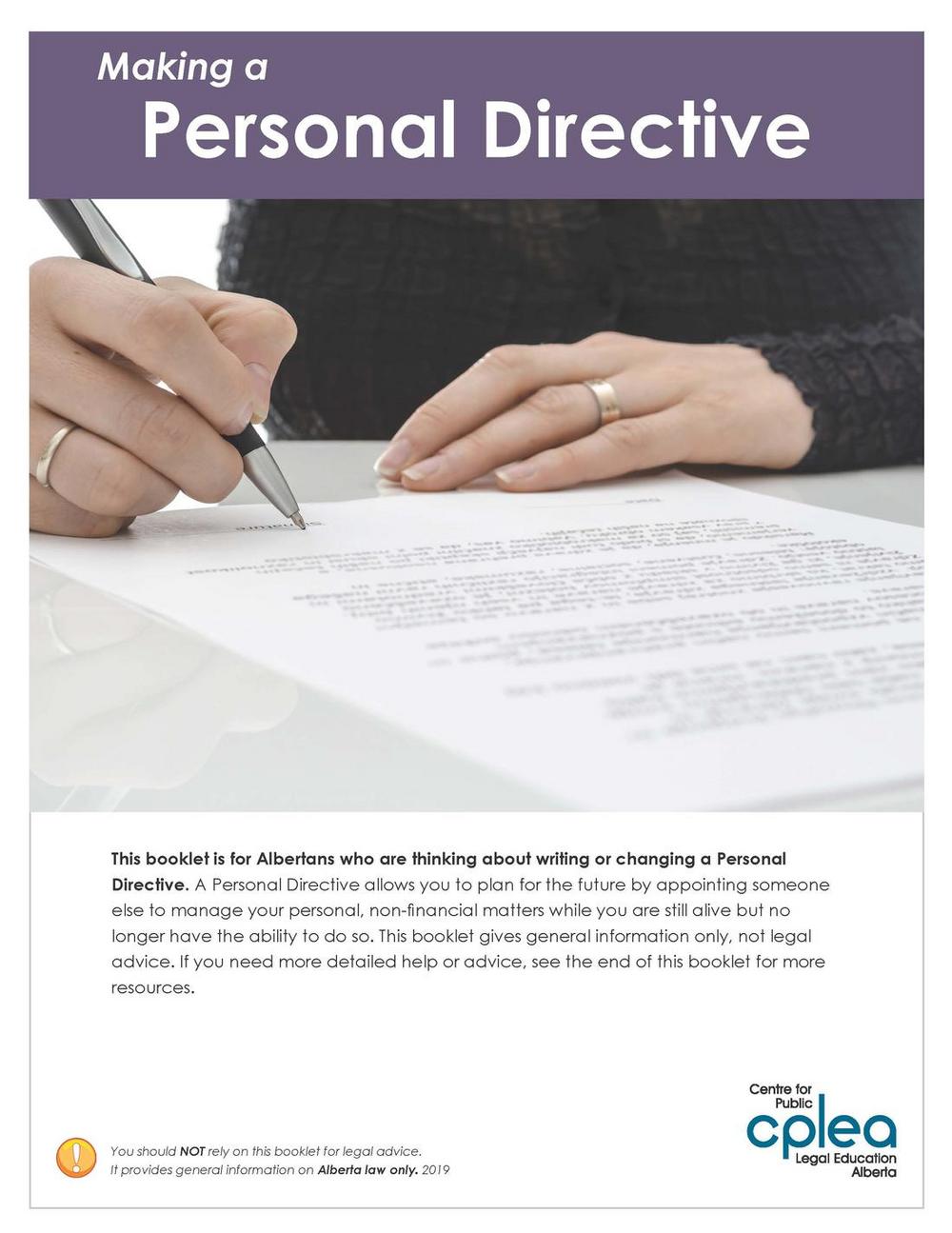 Making a Personal Directive BOOKLET