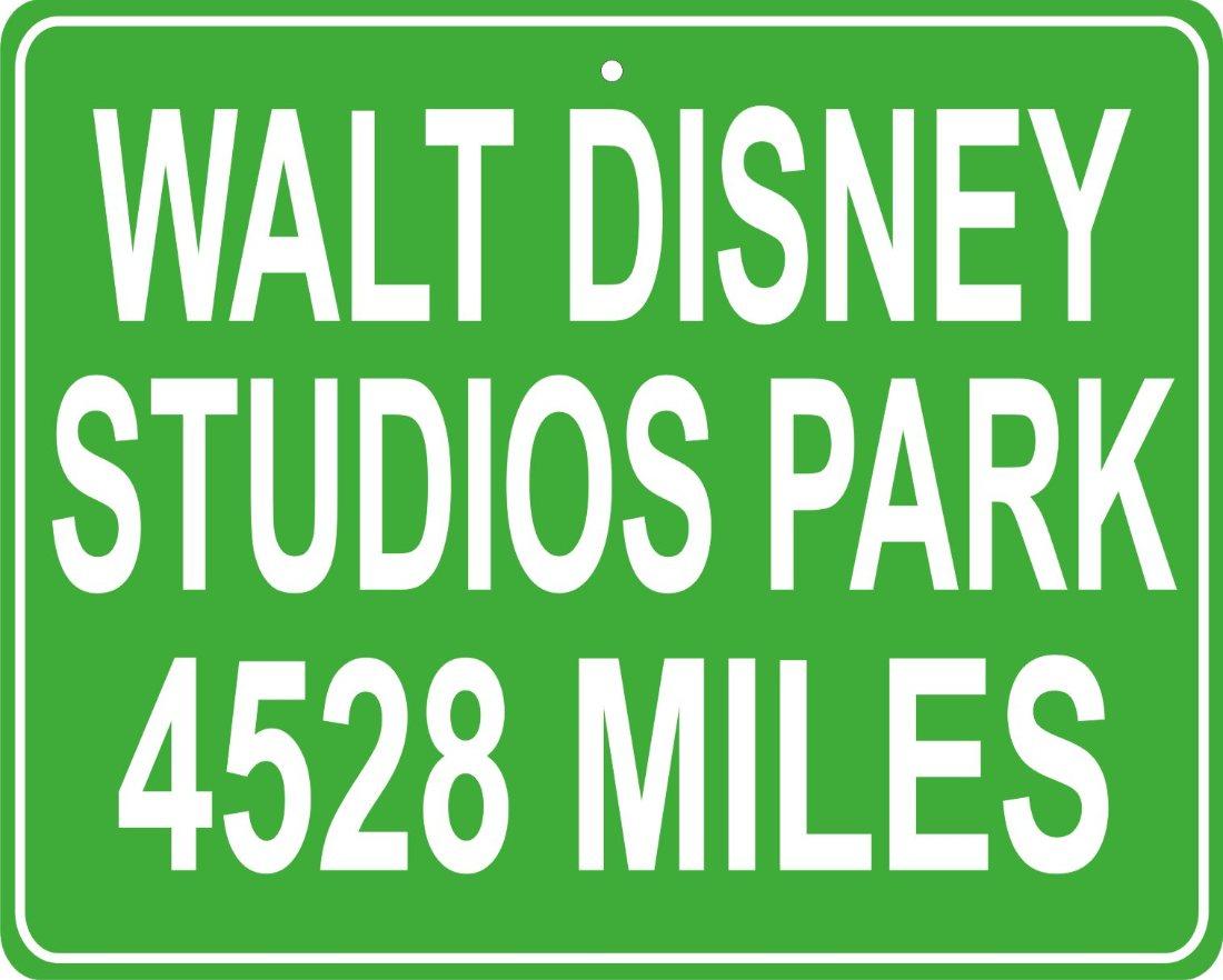 Walt Disney Studios Park in Paris custom mileage sign distance to your house