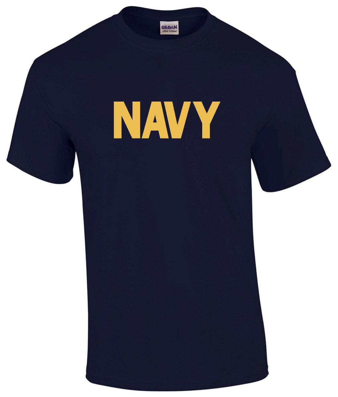 US Navy Navy Blue T-Shirt w/ Athletic Gold Imprint - Teamlogo.com ...
