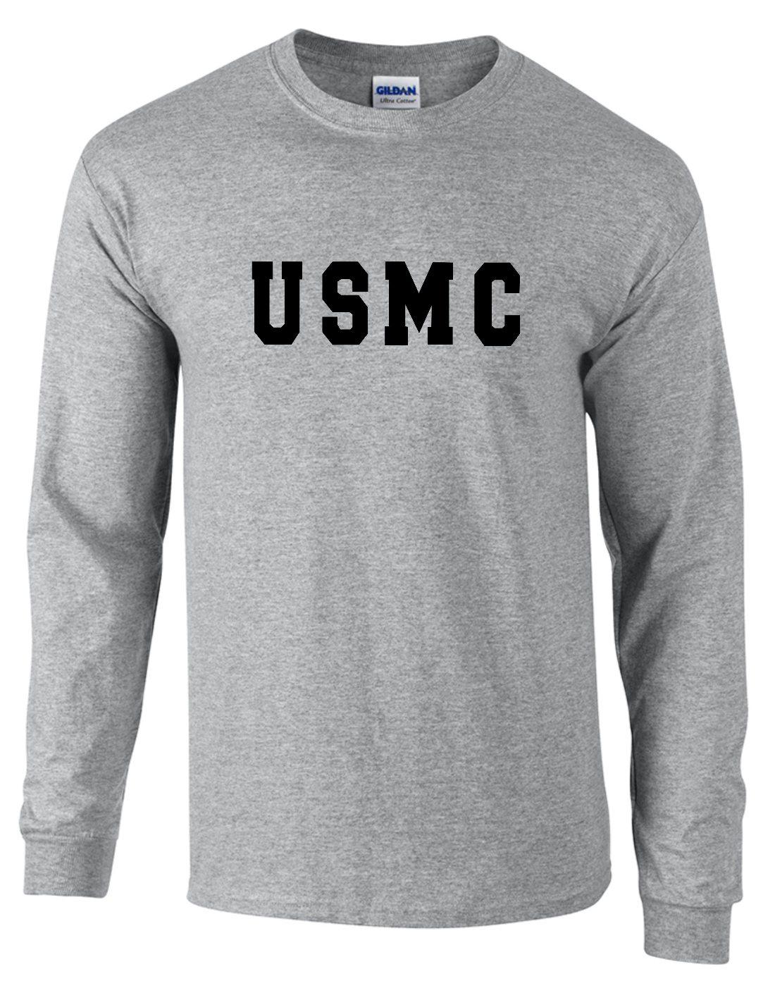 Black Or Sports Grey U.s Marine Corps Long Sleeve Tshirt 