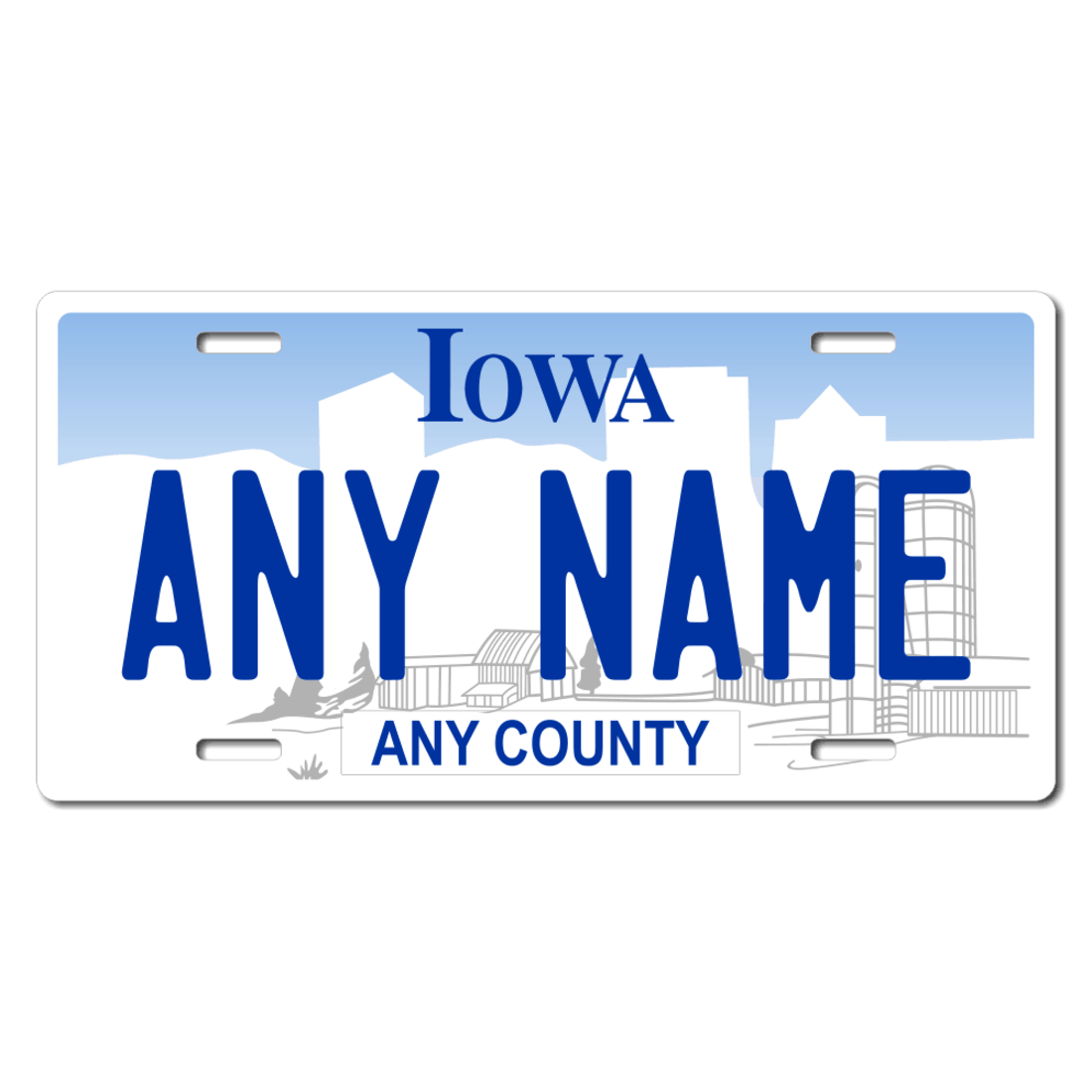 name or text 3"x6" Iowa custom novelty bicycle mini license plate