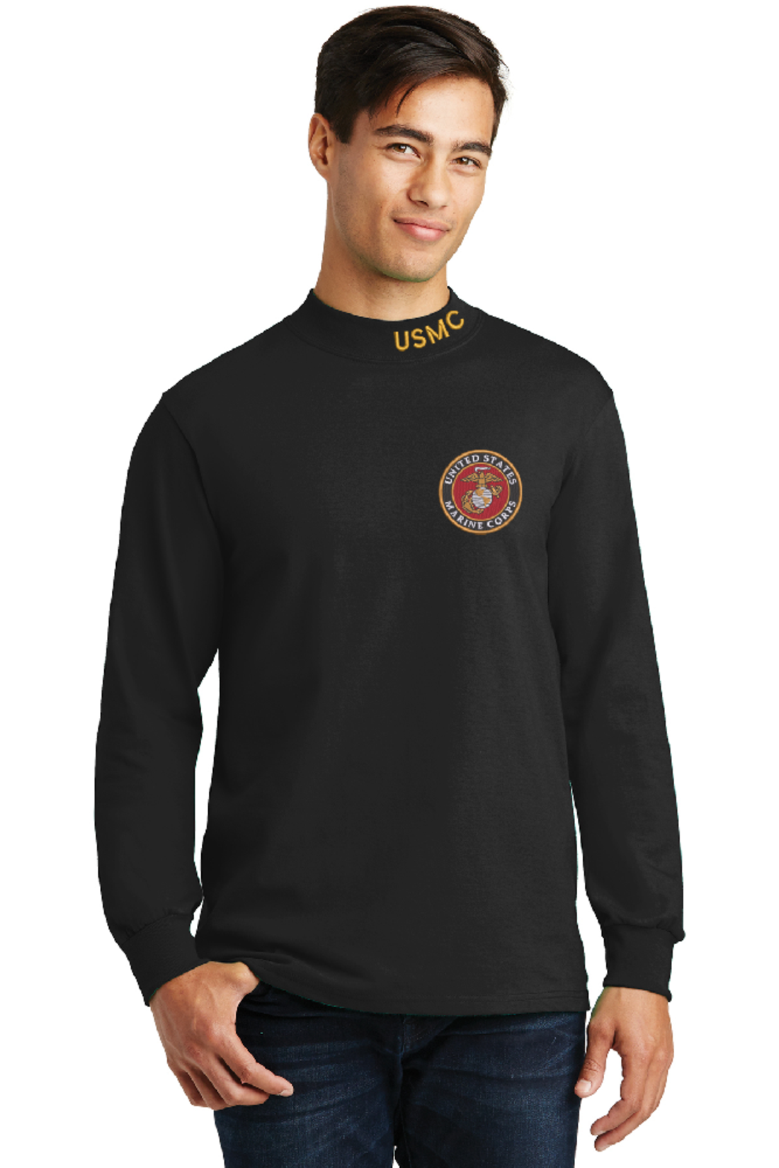 US Marines Embroidered Mock Turtleneck Shirt - Teamlogo.com | Custom ...