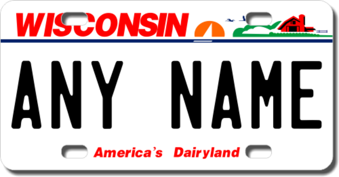 Personalized Wisconsin License Plate For Bicycles Kid S Bikes 120x600 High Performance Ssd Cloud Animated