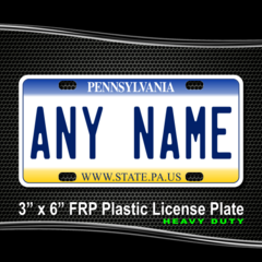 Personalized Pennsylvania License Plate For Bicycles Kid S Bikes Carts Cars Or Trucks Teamlogo Com Custom Imprint And Embroidery