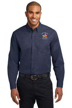 Custom Embroidered Firefighter Logo Long Sleeve Easy Care Button Down Shirt  - Teamlogo.com | Custom Imprint and Embroidery