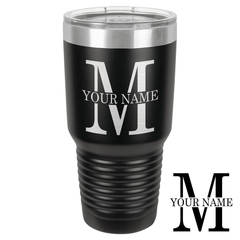 Personalized Laser Engraved 30 oz Insulated Tumbler - Letter Monogram