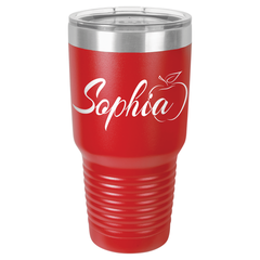 Personalized Laser Engraved 30 oz Insulated Tumbler -Teacher's Apple