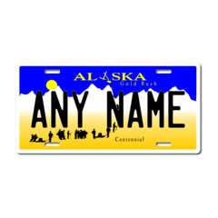 Personalized Alaska License Plate for Bicycles, Kid's Bikes, Carts, Cars or Trucks
