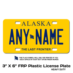 Personalized Alaska 3 X 6 Plastic License Plate 