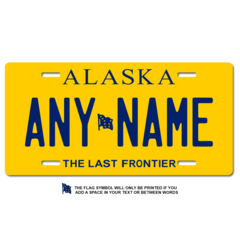 Personalized Alaska License Plate for Bicycles, Kid's Bikes, Carts, Cars or Trucks