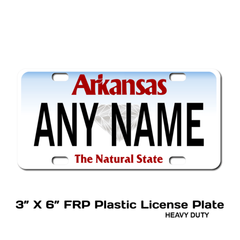 Personalized Arkansas 3 X 6 Plastic License Plate