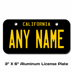 Personalized California 3 X 6 License Plate 
