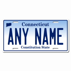 Personalized Connecticut License Plate for Bicycles, Kid's Bikes, Carts, Cars or Trucks