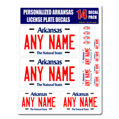 Personalized Arkansas License Plate Decals - Stickers Version 1