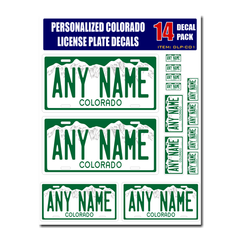Personalized Colorado License Plate Decals - Stickers Version 1