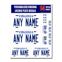 Personalized Virginia License Plate Decals - Stickers Version 2