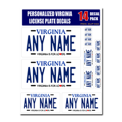 Personalized Virginia License Plate Decals - Stickers Version 3