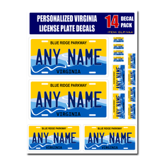 Personalized Virginia License Plate Decals - Stickers Version 4