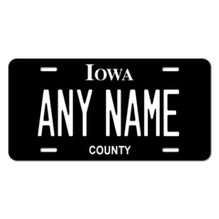 Personalized Iowa Black Out License Plate for Bicycles, Kid's Bikes, Carts, Cars or Trucks Version 3