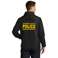 Custom Imprinted Law Enforcement Packable Hooded Raid Jacket Printed Front and Back Any Department