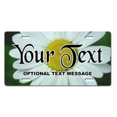 Personalized White Sunflower License Plate for Bicycles, Kid's Bikes, Carts, Cars or Trucks