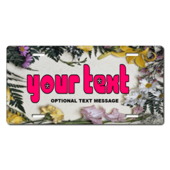 Personalized Assorted Flowers License Plate for Bicycles, Kid's Bikes, Carts, Cars or Trucks