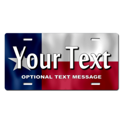 Personalized Texas State Flag License Plate for Bicycles, Kid's Bikes, Carts, Cars or Trucks