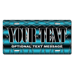 Personalized Blue Barbwire License Plate for Bicycles, Kid's Bikes, Carts, Cars or Trucks