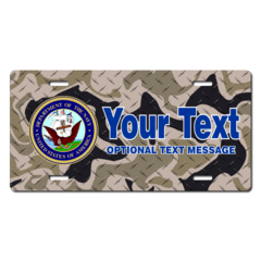Personalized U.S. Navy Seal / Brown Camo Background License Plate for Bicycles, Kid's Bikes, Carts, 