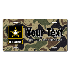 Personalized Army Star Emblem w/ Camo Background License Plate for Bicycles, Kid's Bikes, Carts, Car