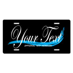 Personalized Blue Swoosh License Plate for Bicycles, Kid's Bikes, Carts, Cars or Trucks