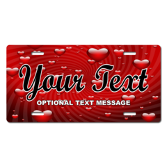 Personalized Red Hearts License Plate for Bicycles, Kid's Bikes, Carts, Cars or Trucks