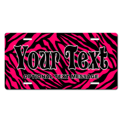 Personalized Pink Zebra Print License Plate for Bicycles, Kid's Bikes, Carts, Cars or Trucks