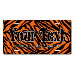Personalized Orange Zebra Print License Plate for Bicycles, Kid's Bikes, Carts, Cars or Trucks