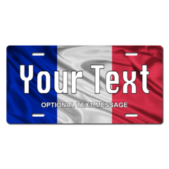 Personalized France Flag License Plate for Bicycles, Kid's Bikes, Carts, Cars or Trucks