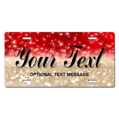 Personalized Red and Gold Sparkles License Plate for Bicycles, Kid's Bikes, Carts, Cars or Trucks