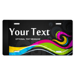 Personalized Colorful Swirl Design Verison 2 License Plate for Bicycles, Kid's Bikes, Carts, Cars or