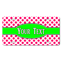 Personalized Pink Polka Dots License Plate for Bicycles, Kid's Bikes, Carts, Cars or Trucks