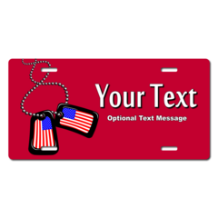 Personalized American Flag Dog Tags License Plate for Bicycles, Kid's Bikes, Carts, Cars or Trucks