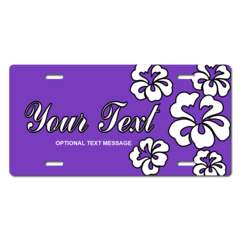 Personalized Purple Hawaiian Flowers License Plate for Bicycles, Kid's Bikes, Carts, Cars or Trucks