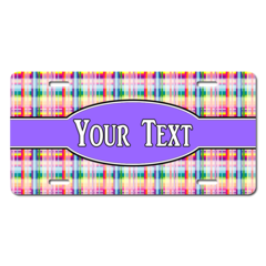 Personalized Plaid Pattern License Plate for Bicycles, Kid's Bikes, Carts, Cars or Trucks