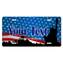 Personalized American Flag/Statue of Liberty License Plate for Bicycles, Kid's Bikes, Carts, Cars or